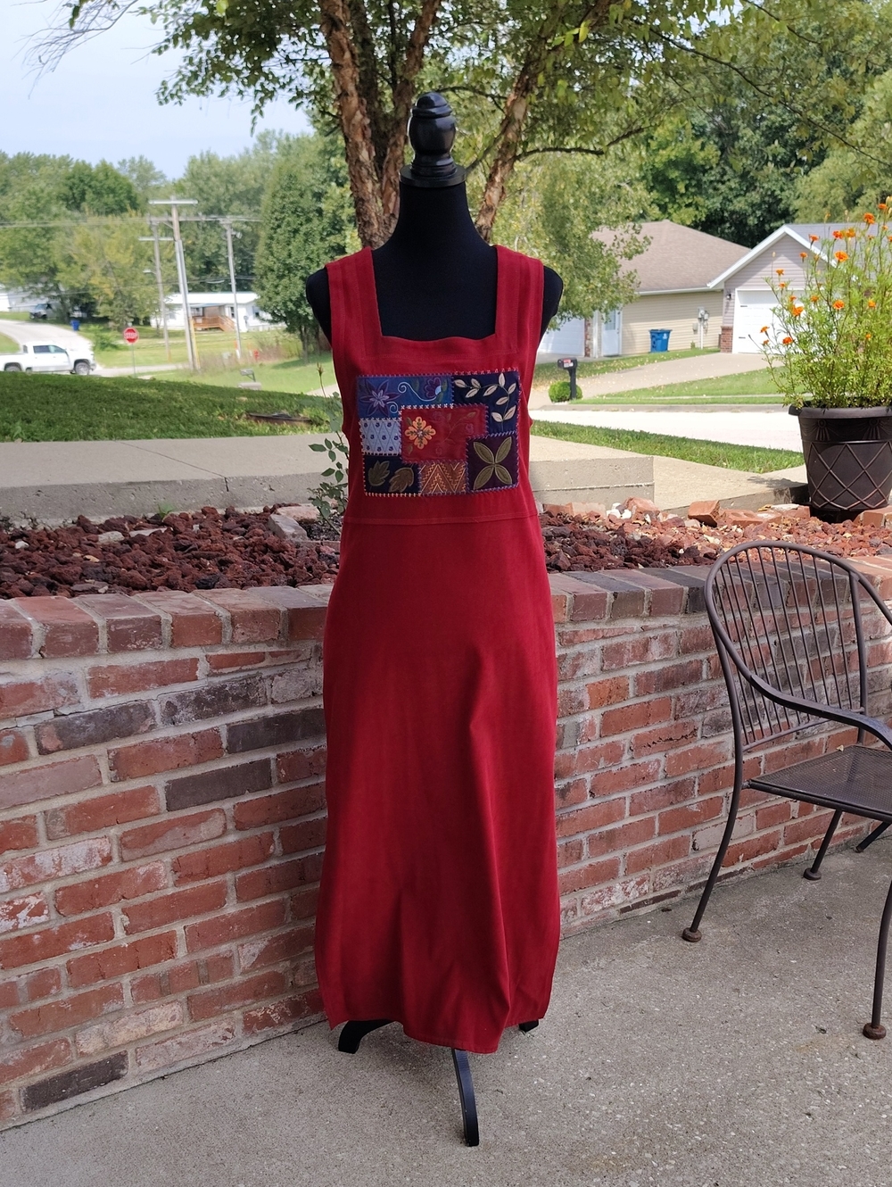 Vintage Amanda Smith Patchwork Floral Square Neck Midi Dress Size M 90s Cottage